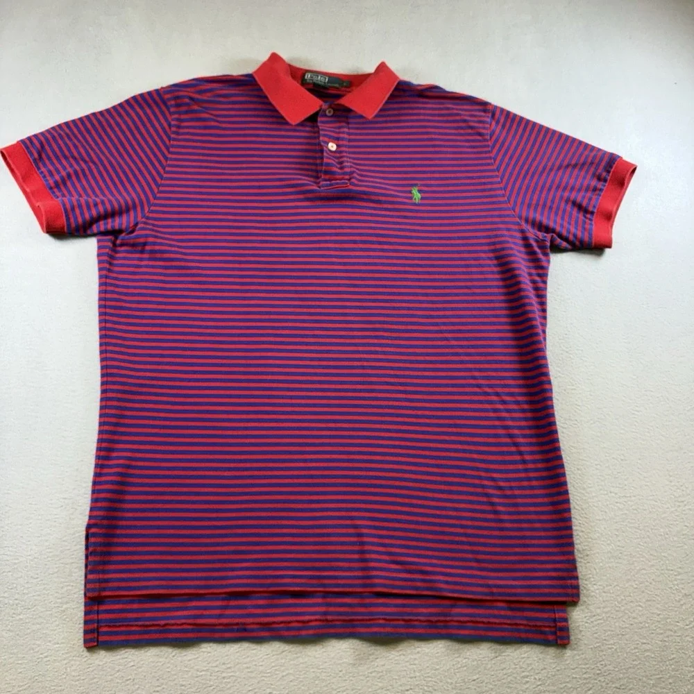 Polo Ralph Lauren  Lot Of 2 Men's L Striped Polo Shirts Cotton Preppy